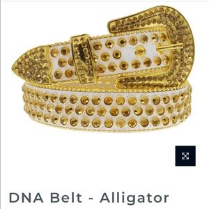 DNA Belt Alligator Skin White with Yellow Stones